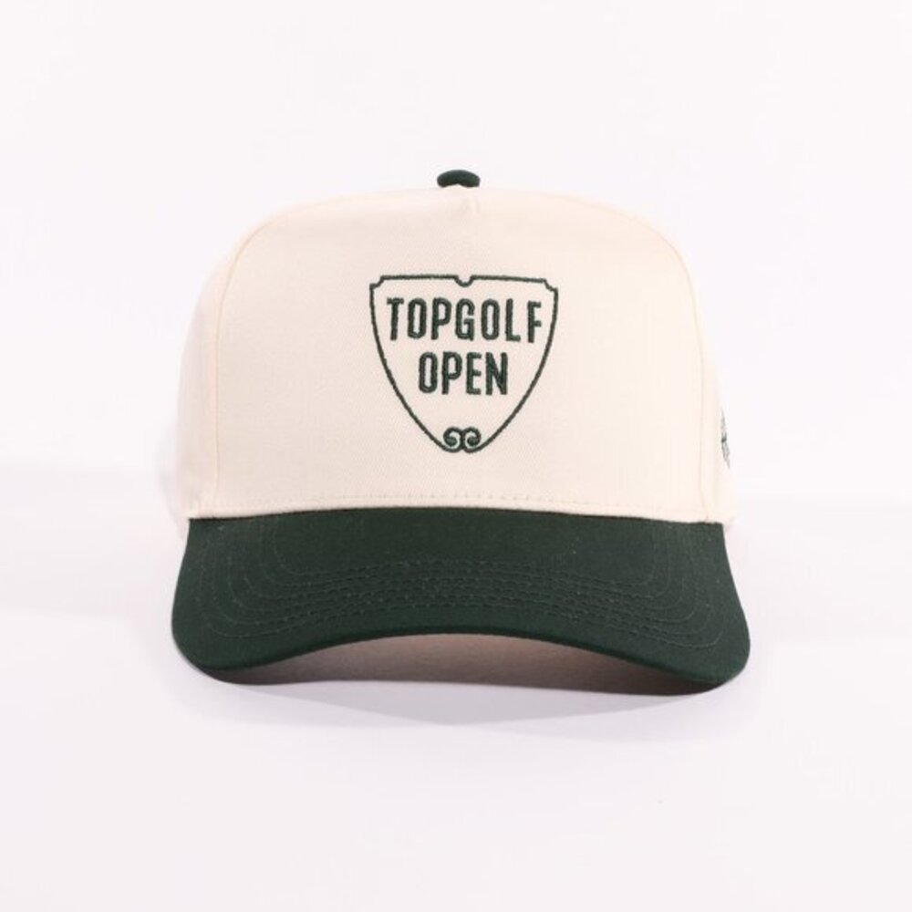 Top Golf Open Baseball Hat Cap Cream Olive Forest Green